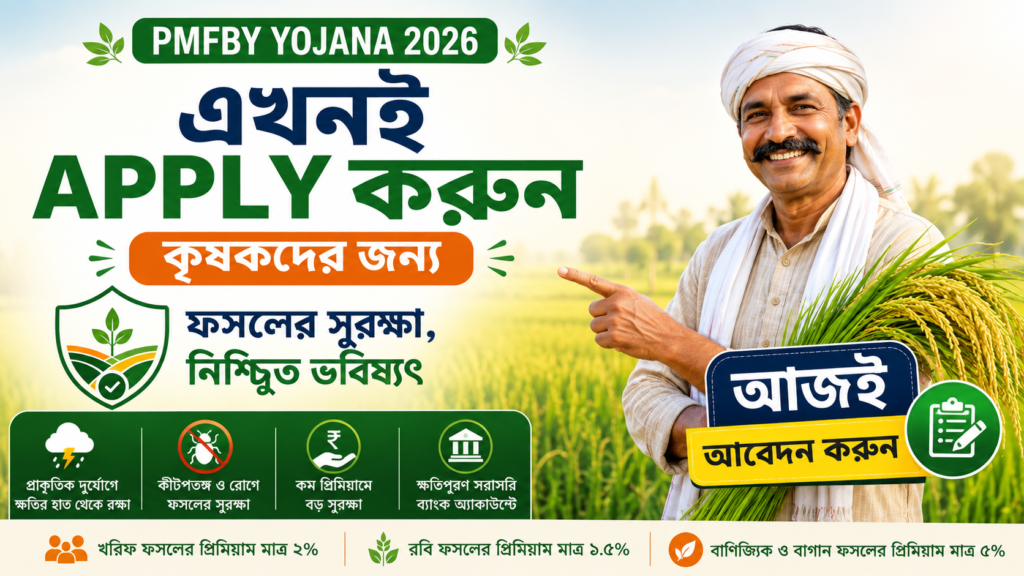 PMFBY Yojana 2026: কৃষকদের জন্য গুরুত্বপূর্ণ সুবিধা, সহজে ফসল বিমার আবেদন করুন, Best Way