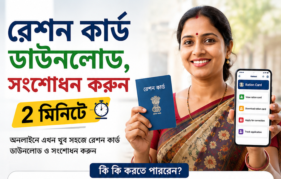 রেশন কার্ড ডাউনলোড ও সংশোধন করুন 2 মিনিটে | Best Way